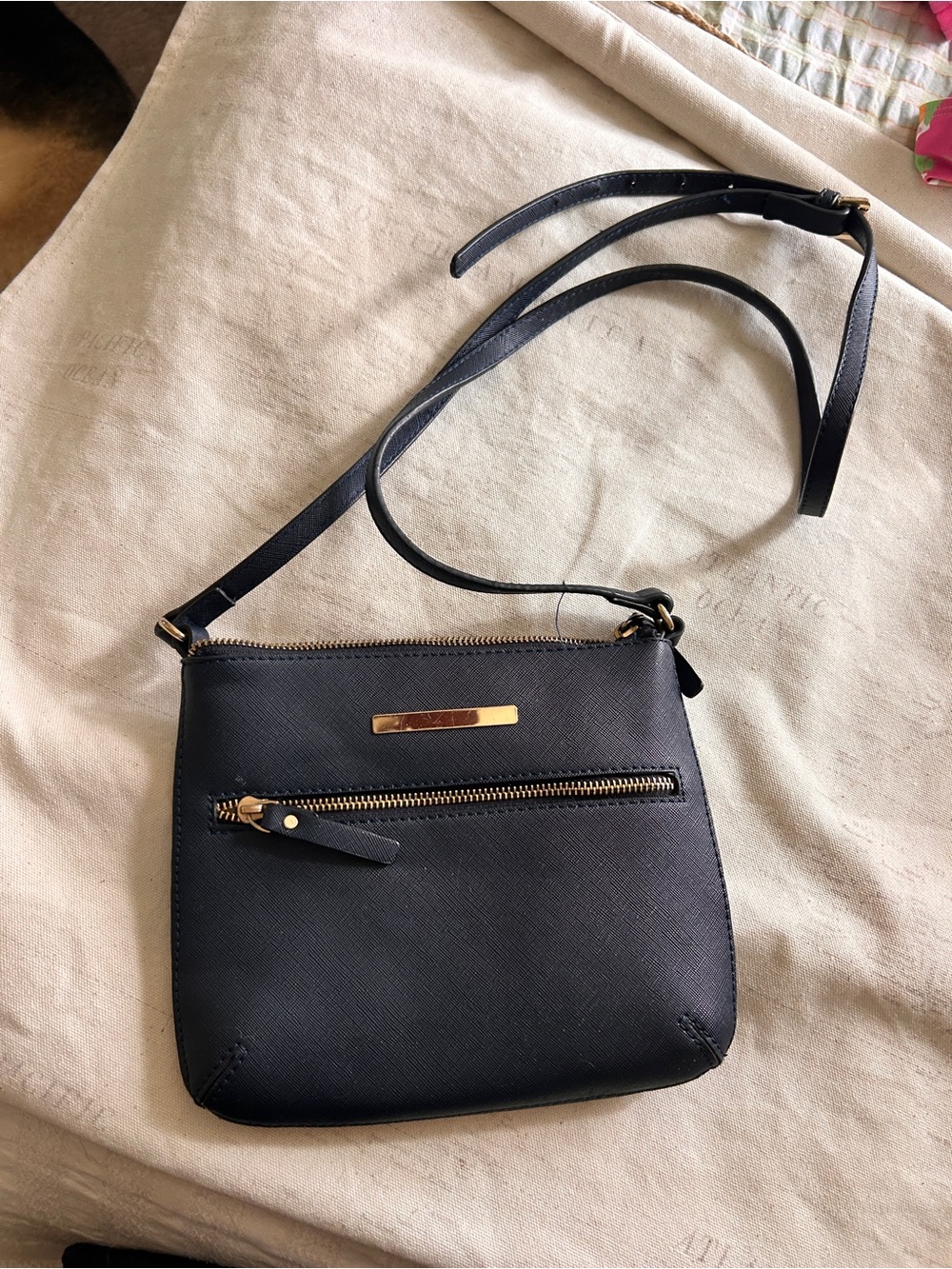 Classic navy Crossbody Bag with Gold Hardware